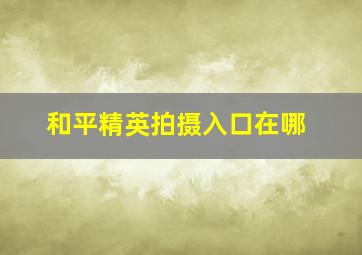 和平精英拍摄入口在哪