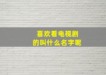 喜欢看电视剧的叫什么名字呢