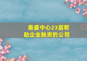 嘉盛中心23层帮助企业融资的公司