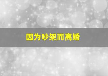 因为吵架而离婚