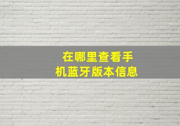 在哪里查看手机蓝牙版本信息