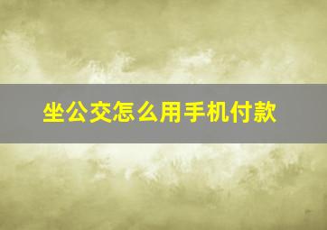 坐公交怎么用手机付款