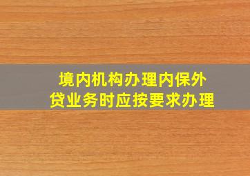 境内机构办理内保外贷业务时应按要求办理