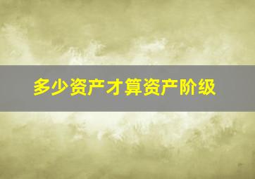 多少资产才算资产阶级