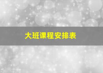 大班课程安排表