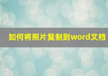 如何将照片复制到word文档