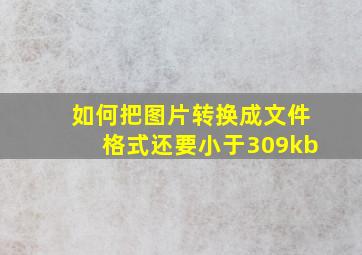 如何把图片转换成文件格式还要小于309kb