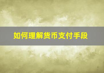 如何理解货币支付手段