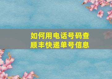 如何用电话号码查顺丰快递单号信息