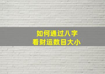 如何通过八字看财运数目大小