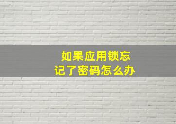 如果应用锁忘记了密码怎么办