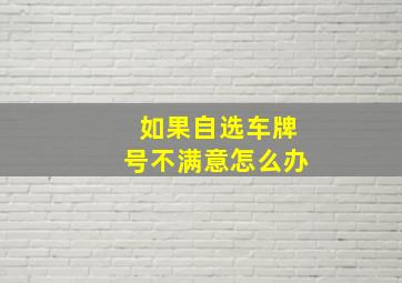 如果自选车牌号不满意怎么办