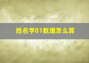 姓名学81数理怎么算