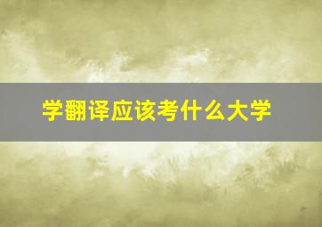 学翻译应该考什么大学