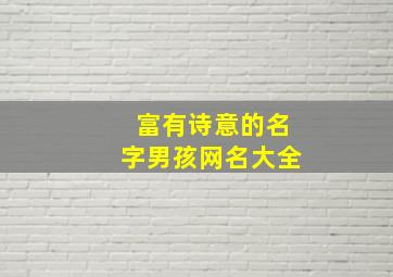 富有诗意的名字男孩网名大全