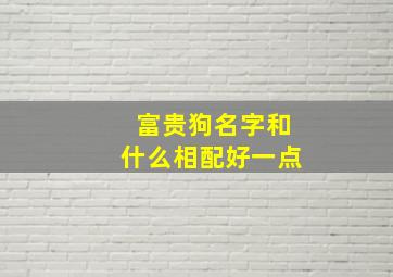 富贵狗名字和什么相配好一点