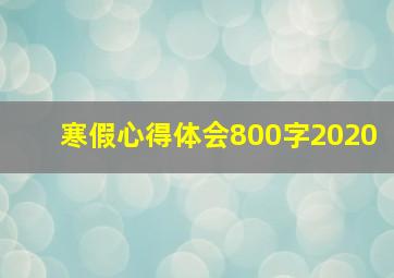 寒假心得体会800字2020