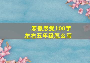 寒假感受100字左右五年级怎么写