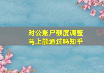 对公账户额度调整马上能通过吗知乎