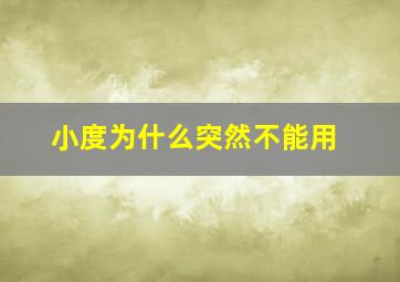 小度为什么突然不能用