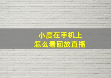 小度在手机上怎么看回放直播