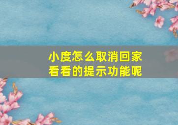 小度怎么取消回家看看的提示功能呢