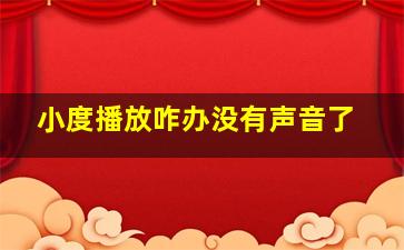 小度播放咋办没有声音了