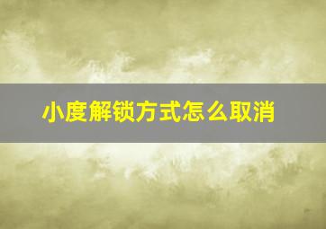 小度解锁方式怎么取消