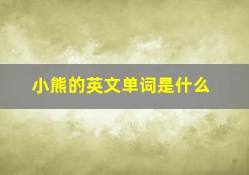 小熊的英文单词是什么