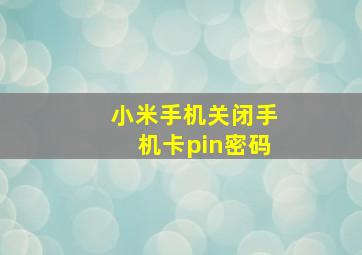 小米手机关闭手机卡pin密码