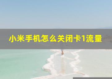 小米手机怎么关闭卡1流量