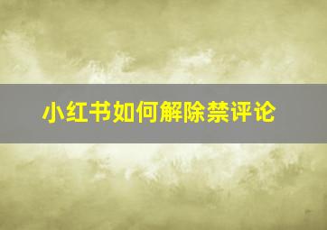 小红书如何解除禁评论