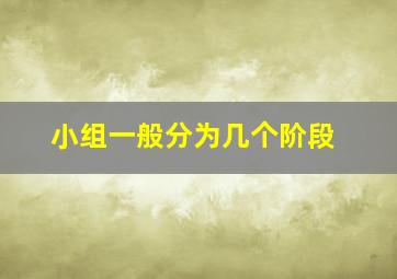 小组一般分为几个阶段