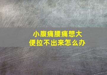 小腹痛腰痛想大便拉不出来怎么办