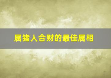 属猪人合财的最佳属相