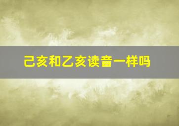 己亥和乙亥读音一样吗