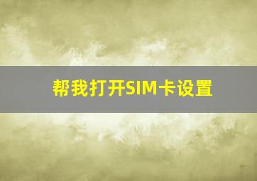 帮我打开SIM卡设置