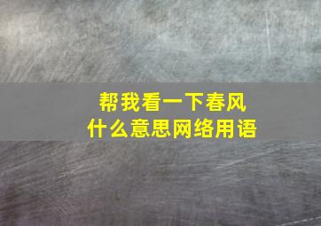 帮我看一下春风什么意思网络用语