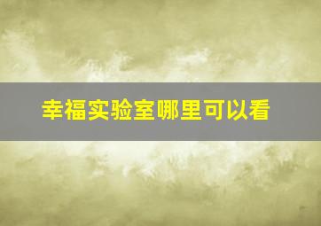 幸福实验室哪里可以看