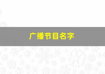 广播节目名字