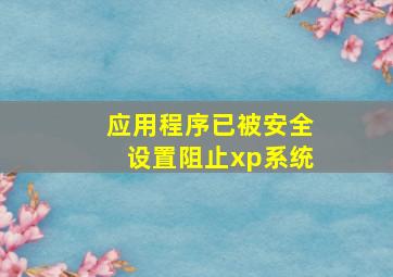 应用程序已被安全设置阻止xp系统