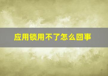 应用锁用不了怎么回事