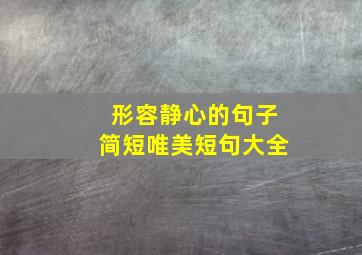 形容静心的句子简短唯美短句大全