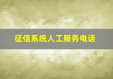 征信系统人工服务电话