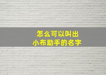 怎么可以叫出小布助手的名字