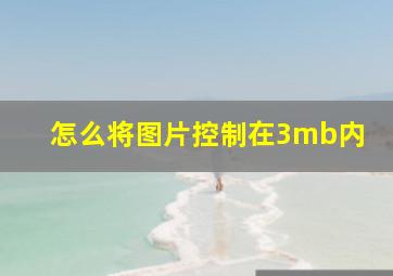 怎么将图片控制在3mb内