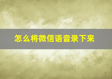 怎么将微信语音录下来