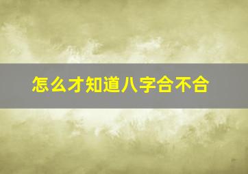 怎么才知道八字合不合