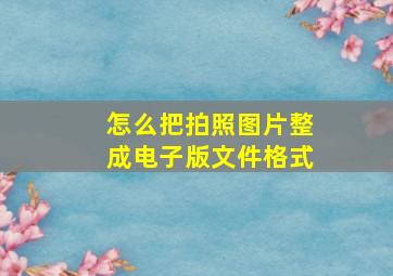 怎么把拍照图片整成电子版文件格式