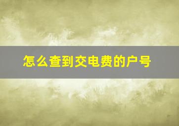 怎么查到交电费的户号